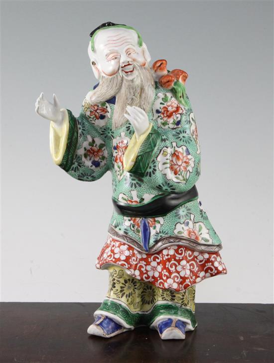 A Samson famille verte figure of Shou Lao, 25cm